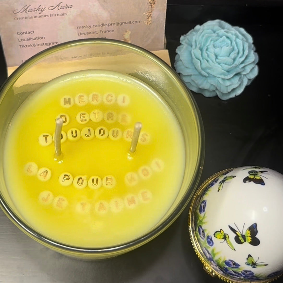 Bougie “Murmure” – Message Caché Révélé à la Fusion • Idée Cadeau Unique • Senteur Magnolia