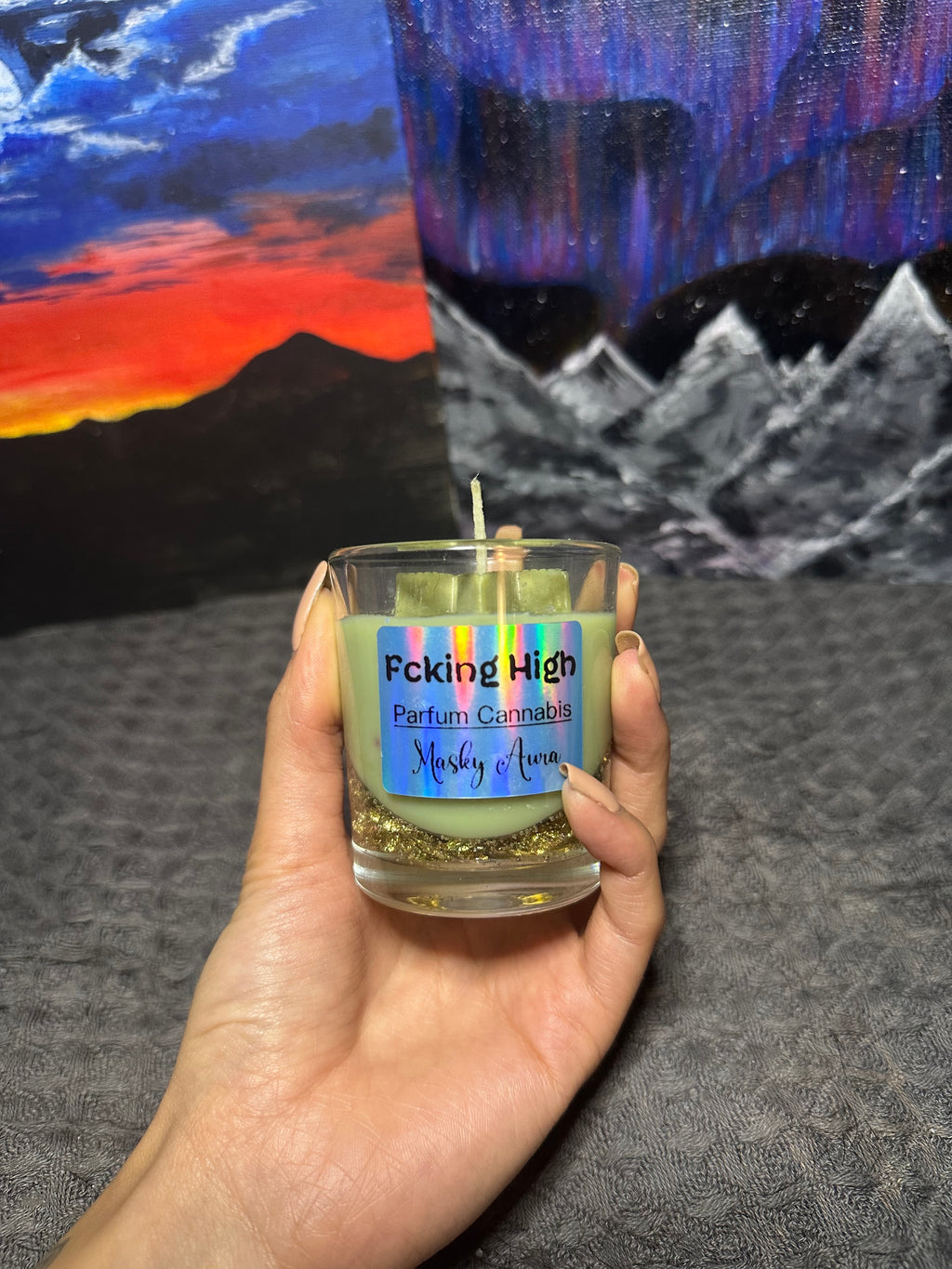 Bougie Fcking High • Senteur Cannabis • Bougie Parfumée Weed • Cadeau Fun & Original