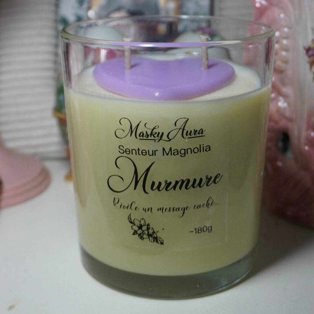 Bougie “Murmure” – Message Caché Révélé à la Fusion • Idée Cadeau Unique • Senteur Magnolia