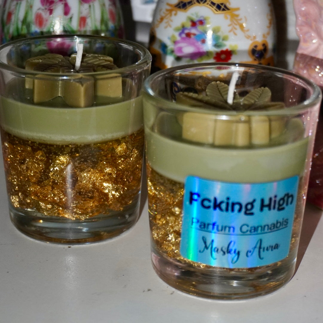 Bougie Fcking High • Senteur Cannabis • Bougie Parfumée Weed • Cadeau Fun & Original