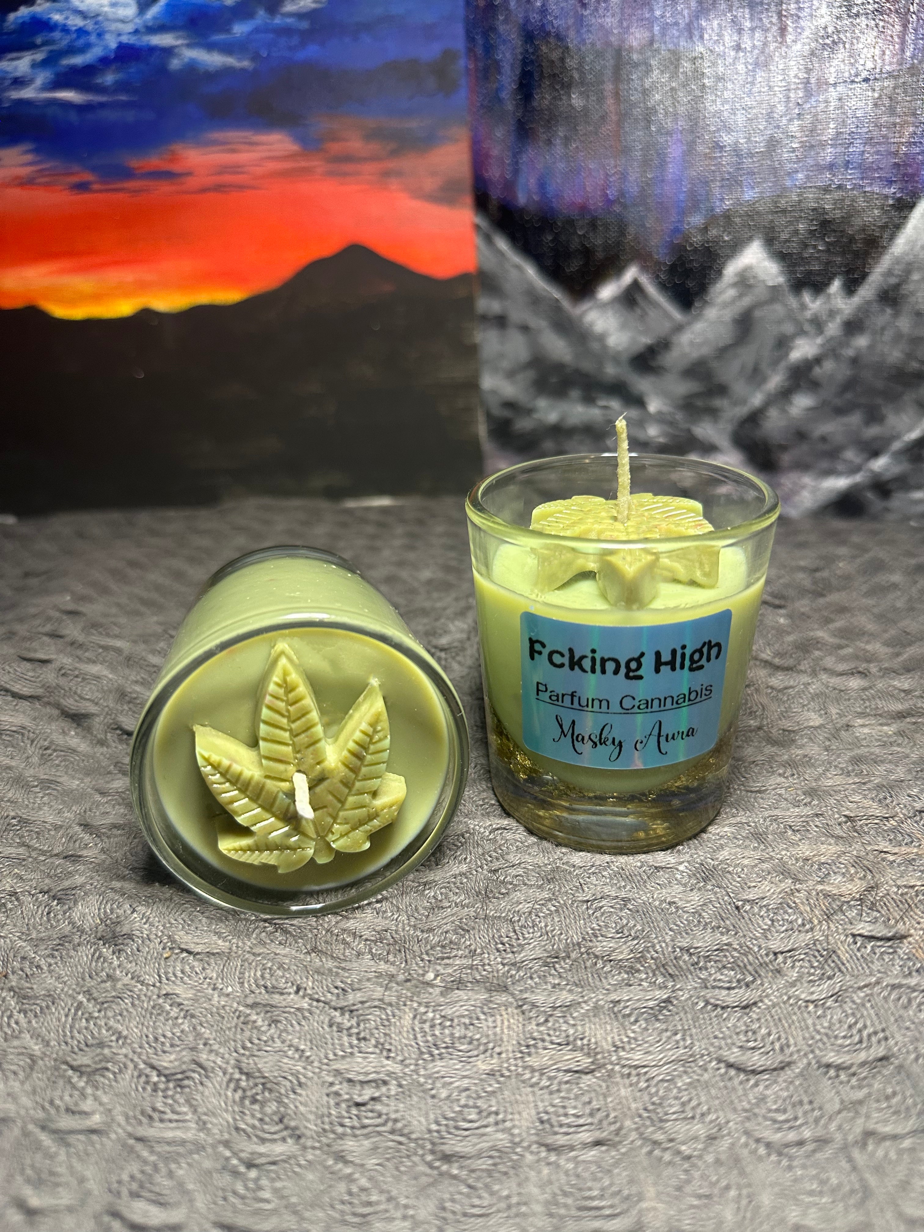 Bougie Fcking High • Senteur Cannabis • Bougie Parfumée Weed • Cadeau Fun & Original