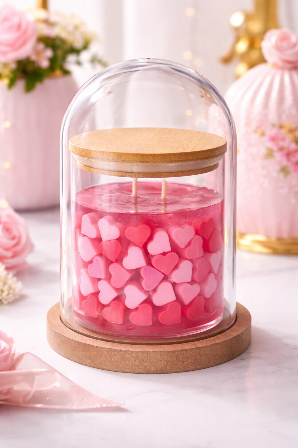 Bougie Rose Éternelle • Cadeau Romantique • Parfum Rose Sauvage • Cloche • Idée cadeau couple / anniversaire