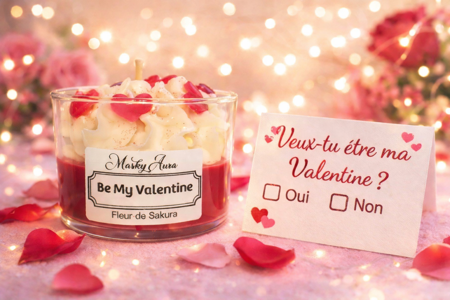 Bougie “Be My Valentine” • Fleur de Sakura • Édition Limitée Saint-Valentin • La Bougie pour Faire sa Demande
